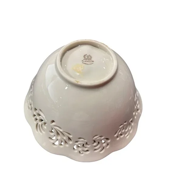 Lenox Vintage Porcelain Bowl Gold Trim Cutout Design Decorative Piece SKU 7953 - Picture 4 of 4